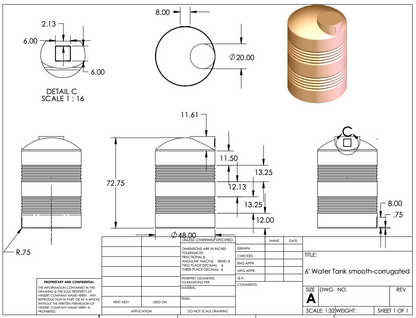 500 Gallon Quadel Plastic Vertical Water Storage Tank (MPN: QL-1015)