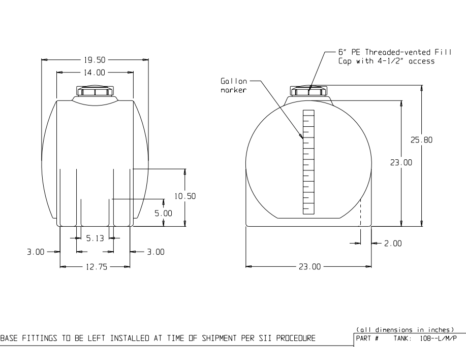 30 Gallon Custom Roto-Mold Horizontal Leg Tank (MPN: 30 HT) – Tank ...