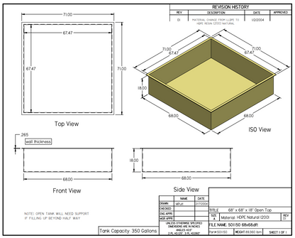 350 Gallon Dura-Cast Plastic Round Open Top Tank (MPN:501150-1.2)