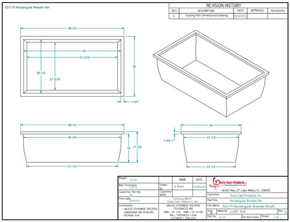 110 Gallon Dura-Cast Plastic Rectangular Open Top Tank (MPN:501170-1.2)