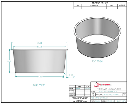 450 Gallon Dura-Cast Plastic Round Open Top Tank (MPN: 501450-1.5)