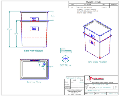 16 Gallon Dura-Cast Plastic Rectangular Open Top Tank (MPN:502016-1.2)