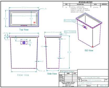 37 Gallon Dura-Cast Plastic Rectangular Open Top Tank (MPN:502037-1.2)