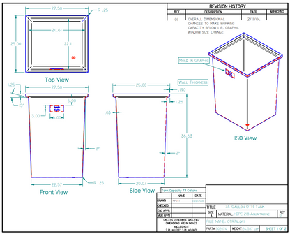 74 Gallon Dura-Cast Plastic Rectangular Open Top Tank (MPN:502074-1.2)