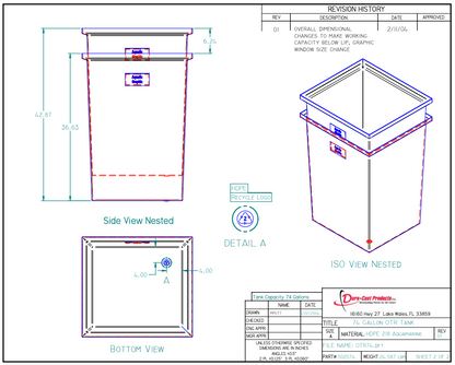 74 Gallon Dura-Cast Plastic Rectangular Open Top Tank (MPN:502074-1.2)