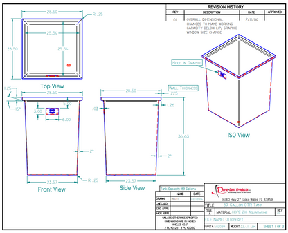 89 Gallon Dura-Cast Plastic Rectangular Open Top Tank (MPN:502089-1.2)