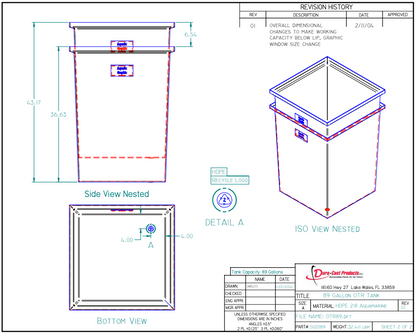 89 Gallon Dura-Cast Plastic Rectangular Open Top Tank (MPN:502089-1.2)