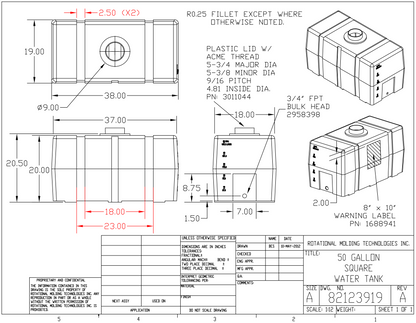 50 Gallon RomoTech Flat Bottom Utility Tank (MPN:82123919)