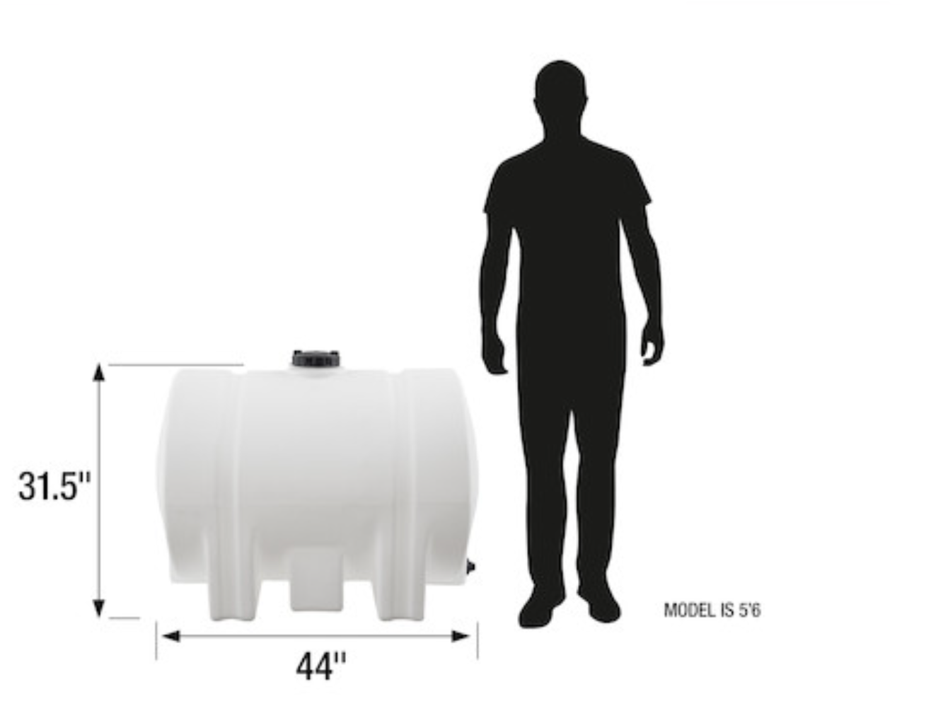 125 Gallon RomoTech Horizontal Leg Tank (MPN:82123949R)