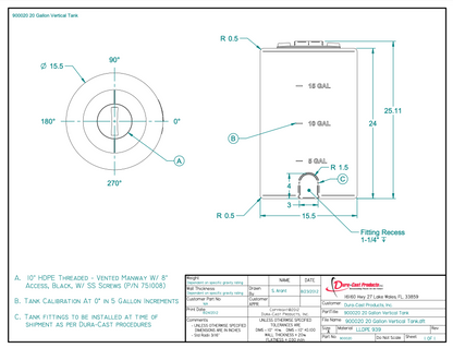 20 Gallon DURA-CAST Plastic Vertical Storage Tank  (MPN: 900020-1.5)