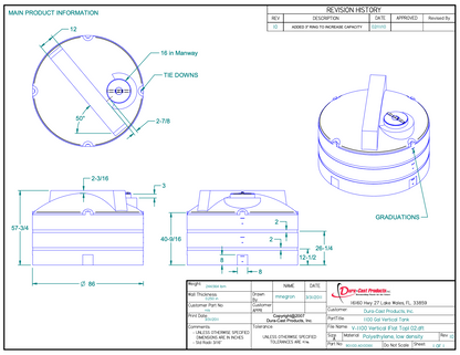 1100 Gallon Dura-Cast Plastic Vertical Storage Tank (MPN:901100-1.2)