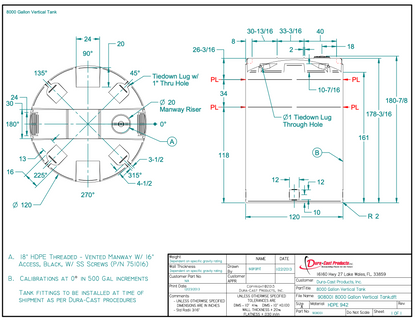 8000 Gallon Dura-Cast Plastic Vertical Storage Tank (MPN:908001-1.9)