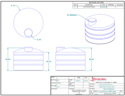 900 Gallon Dura-Cast Plastic Vertical Storage Tank (MPN: 910900-1.2)