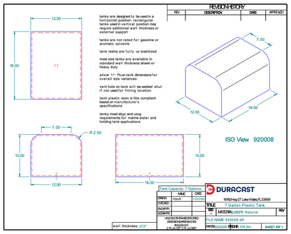 8 Gallon Dura-Cast Plastic Horizontal Loaf Tank (MPN:920008-1.2)