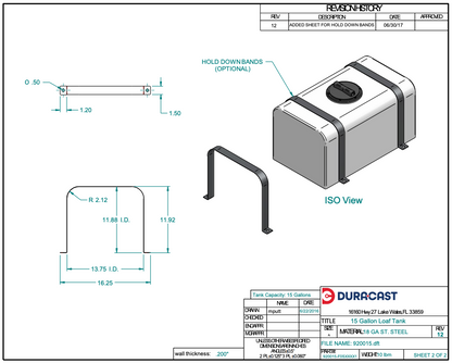 15 Gallon Dura-Cast Plastic Horizontal Loaf Tank (MPN:920015-1.2)