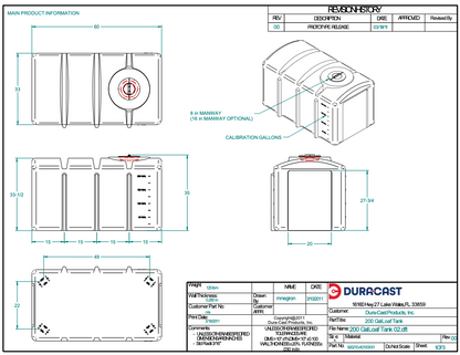 200 Gallon Dura-Cast Plastic Horizontal Loaf Tank (MPN:920210-1.5)