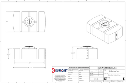 50 Gallon Dura-Cast Plastic Horizontal Loaf Tank (MPN:921050-1.2)