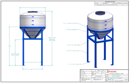 150 Gallon Dura-Cast Cone Bottom Storage Tank w/ 45° Cone Angle (MPN: 930150-1.9)