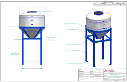 250 Gallon Dura-Cast Cone Bottom Storage Tank w/ 45° Cone Angle (MPN:930250-1.5)