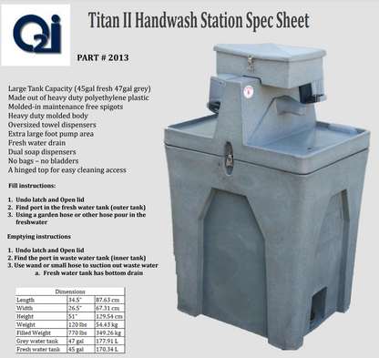 45 Gallon Quadel Hand Wash Station (QL-2013)