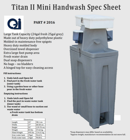 25 Gallon Quadel Hand Wash Station (QL-2016)